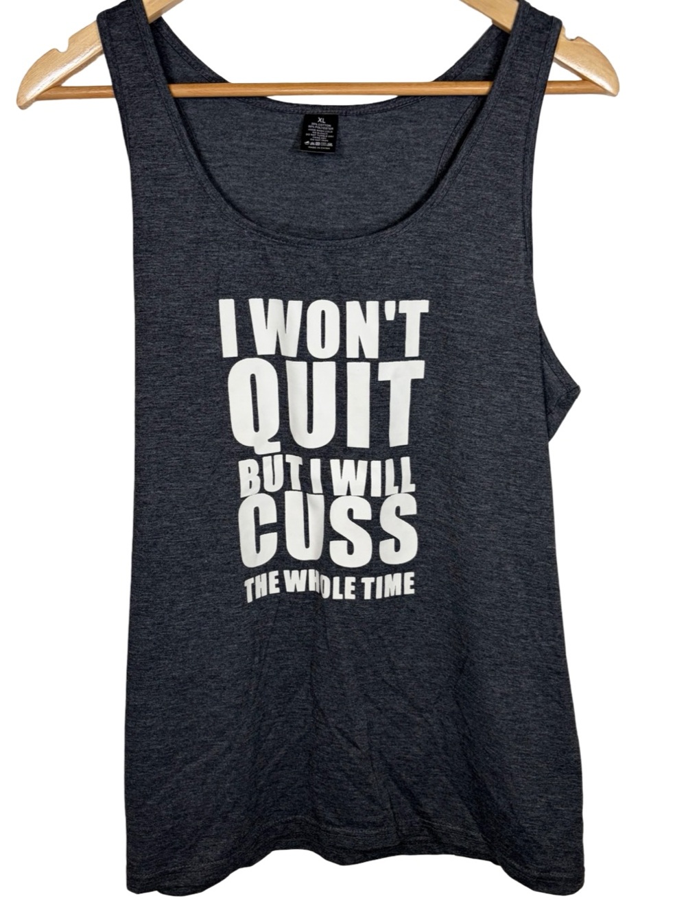 I Won't Quit Gray Graphic sleeveless Tank Top size XL